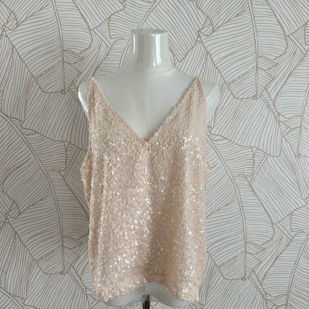 J. Crew Sparkling Sequin Camisole in Cream